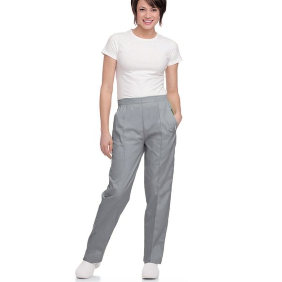 Woman Within Straight Cut Trousers Creased Gray Stretch SZ 18 new! - Picture 2 of 16